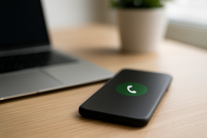 Modern smartphone on a desk representing professional smart home support and consultation services in Calgary